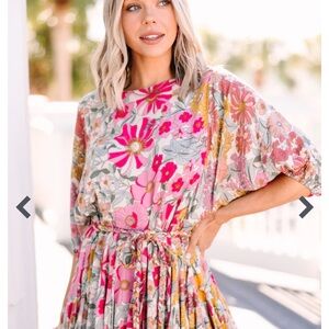 Vibrant Floral Long Sleeve Dress